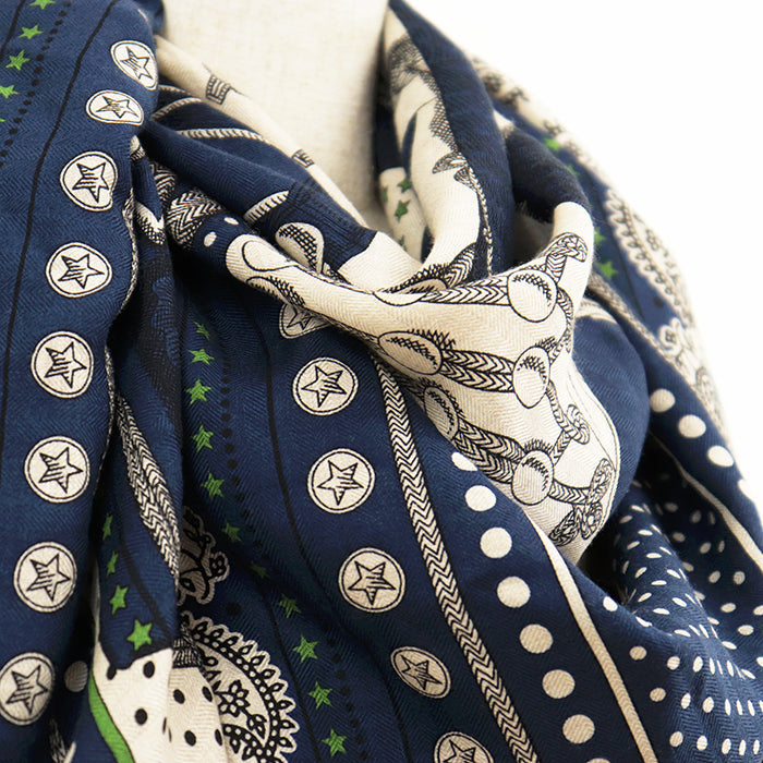 エルメス カレジェアン140 Zouaves et Dragons カシミヤシルク スカーフ