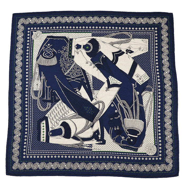 エルメス カレジェアン140 Zouaves et Dragons カシミヤシルク スカーフ
