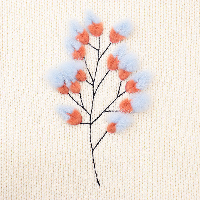 フェンディ カシミヤ ミンク刺繍ニットプルオーバー