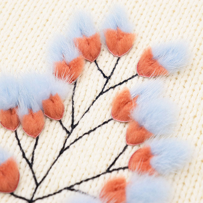 フェンディ カシミヤ ミンク刺繍ニットプルオーバー