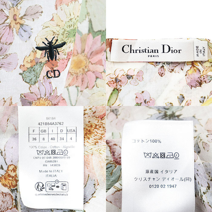 クリスチャンディオール エンブロイダリー コットン ロングシャツ