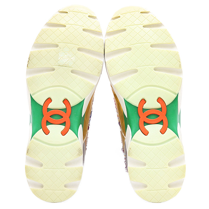 シャネル G30442 ツイード メタリックレザー スニーカー