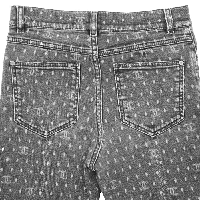 シャネル シグネチャーロゴ ドット ストレッチデニム デニムパンツ