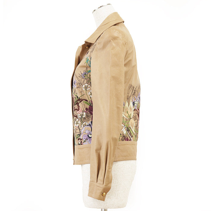グッチ カウレザー フローラルエンブロイダリー ジャケット