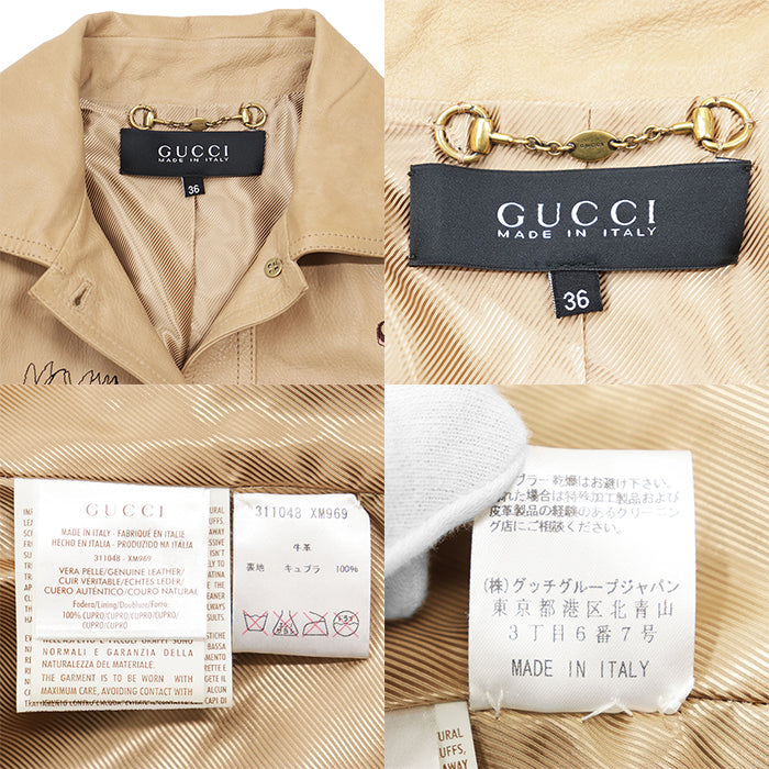 グッチ カウレザー フローラルエンブロイダリー ジャケット