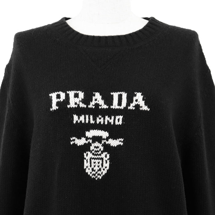 プラダ ロゴインターシャ ウールカシミヤニット