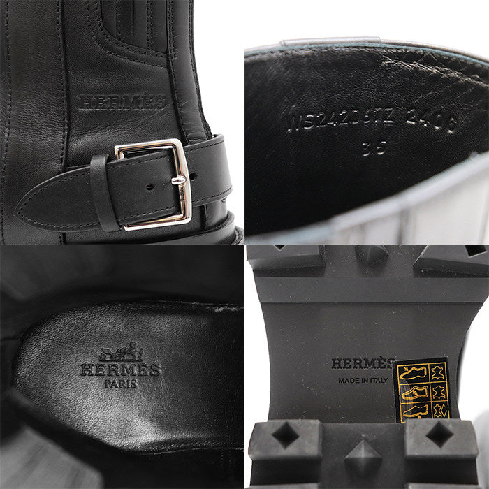 エルメス ジェイミー レザー厚底ブーツ