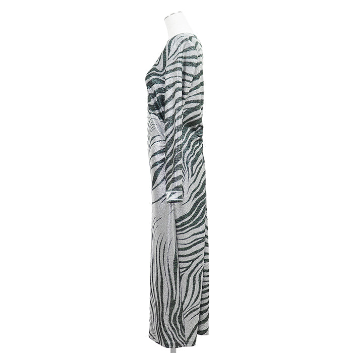 レオナール メタリックストレッチジャージーワンピース