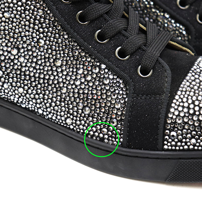 クリスチャンルブタン Louis Strass レザークリスタルハイカットスニーカー