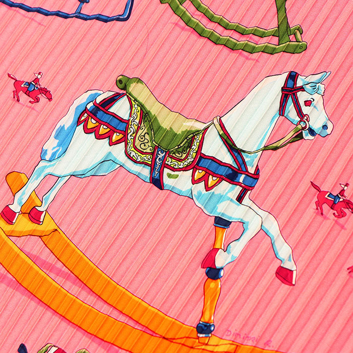 エルメス Raconte moi le cheval シルクプリーツスカーフ