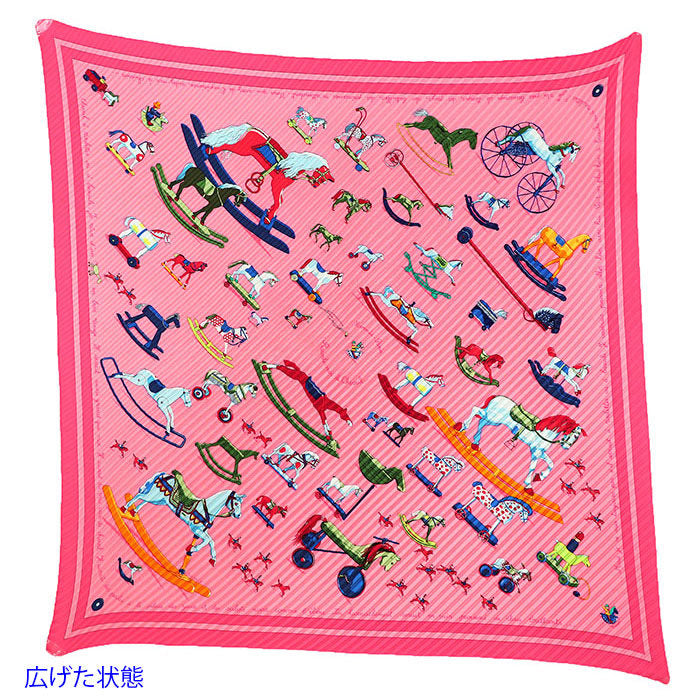 エルメス Raconte moi le cheval シルクプリーツスカーフ