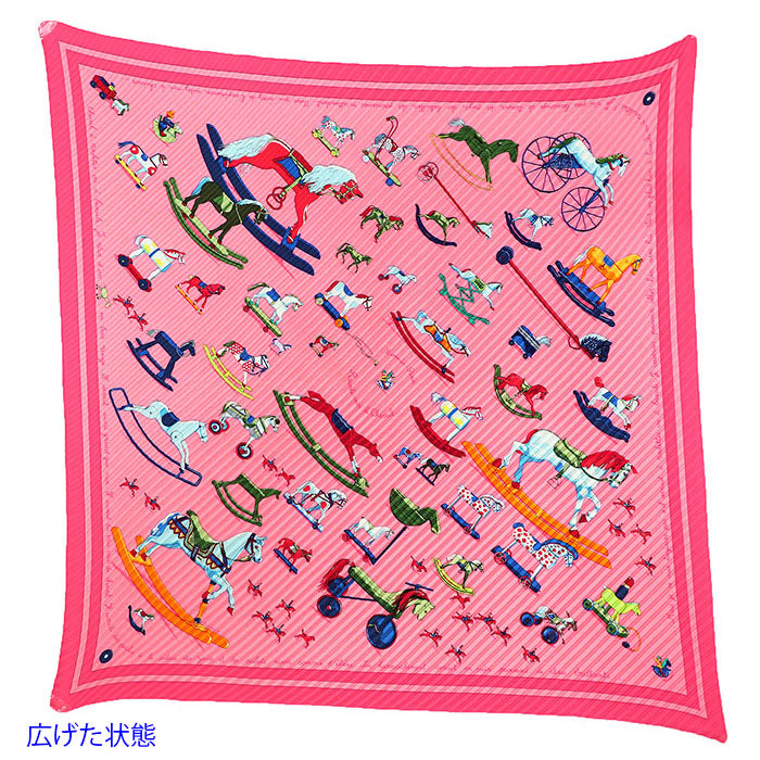 エルメス Raconte moi le cheval シルクプリーツスカーフ