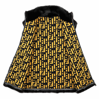 フェンディ ミンク ラムレザー カシミヤ ベスト