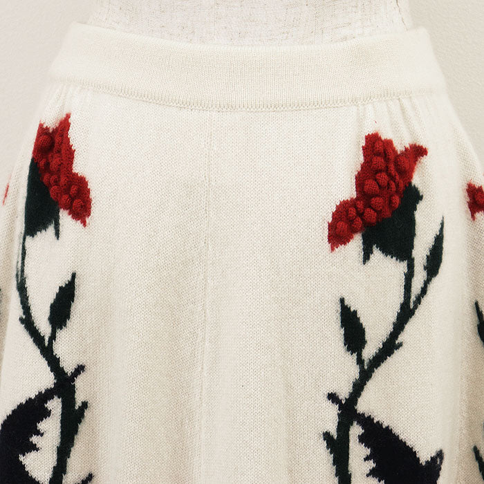 シャネル フローラルカシミヤニットスカート