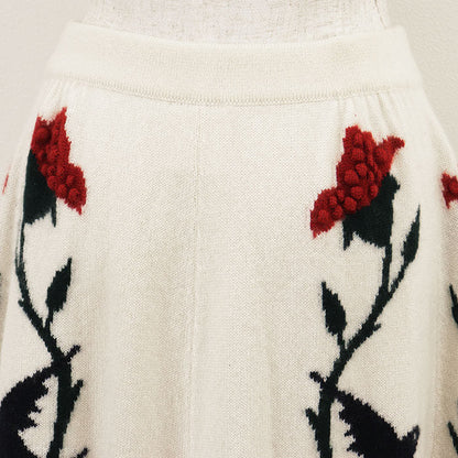 シャネル フローラルカシミヤニットスカート