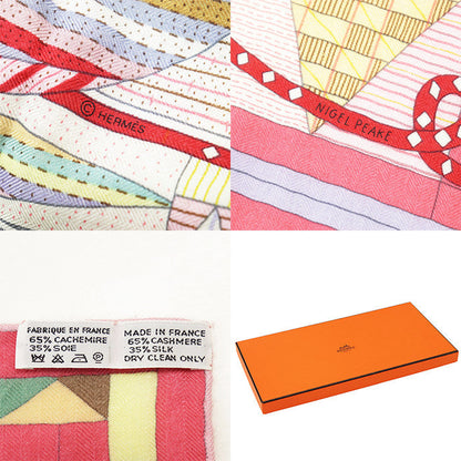 エルメス カレジェアン140 PATCHWORK HORSE カシミヤシルクスカーフ
