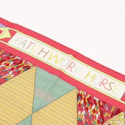 エルメス カレジェアン140 PATCHWORK HORSE カシミヤシルクスカーフ