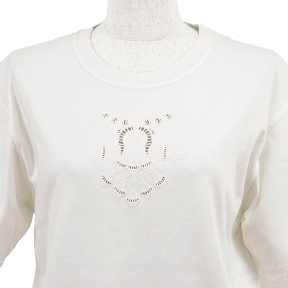 エルメス コットン刺繍レース半袖Tシャツ34