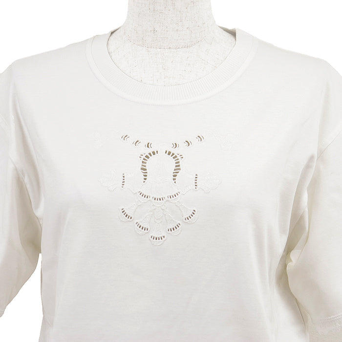 エルメス コットン刺繍レース半袖Tシャツ34