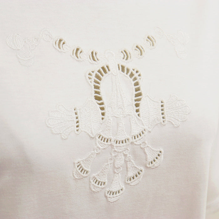 エルメス コットン刺繍レース半袖Tシャツ34