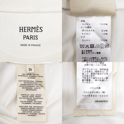 エルメス コットン刺繍レース半袖Tシャツ34