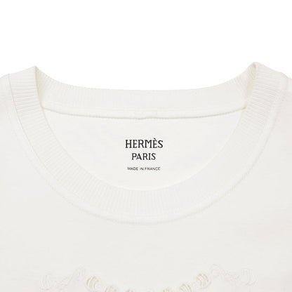 エルメス コットン刺繍レース半袖Tシャツ34