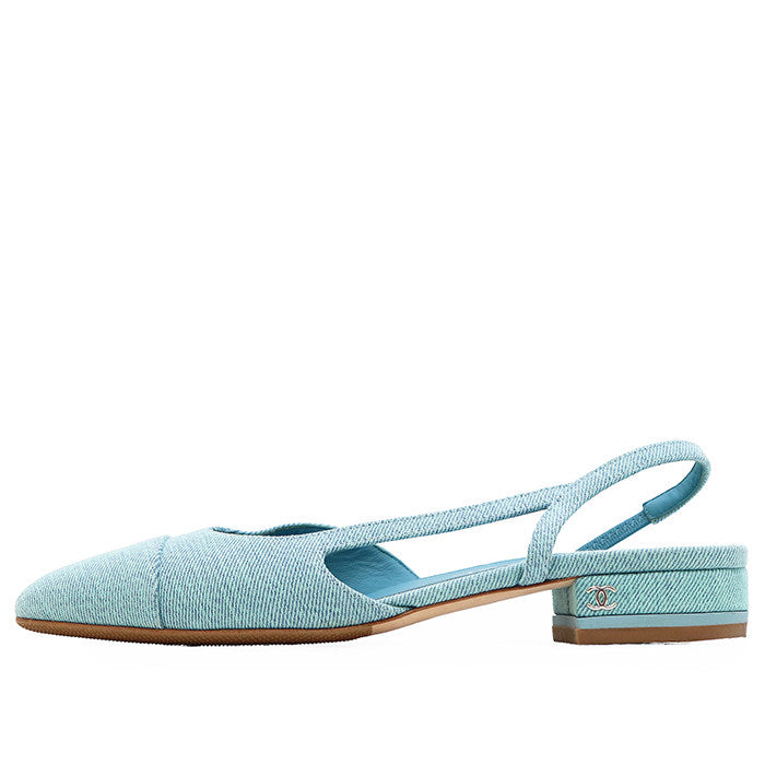 シャネル コットン スリングバック パンプス
