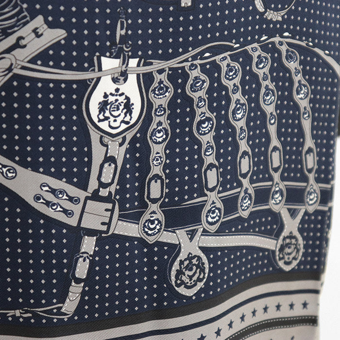 エルメス ツイルレーヌHarnais de Cour シルクカシミヤ ワンピース