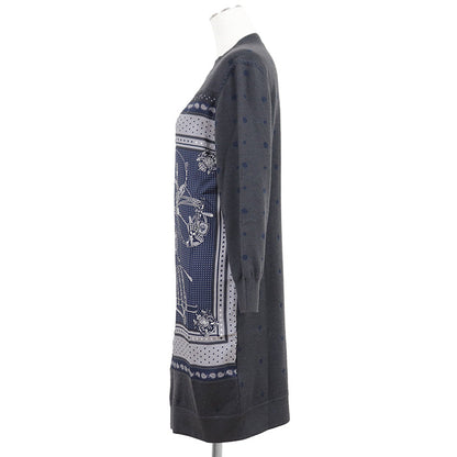 エルメス ツイルレーヌHarnais de Cour シルクカシミヤ ワンピース