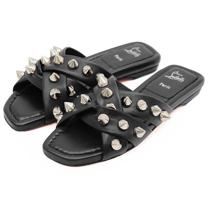 クリスチャンルブタン MISS SPIKA CLUB FLAT レザーサンダル