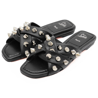 クリスチャンルブタン MISS SPIKA CLUB FLAT レザーサンダル