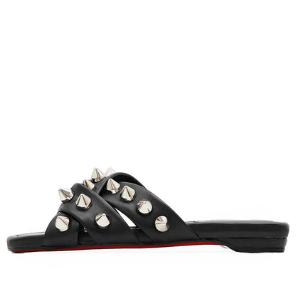 クリスチャンルブタン MISS SPIKA CLUB FLAT レザーサンダル