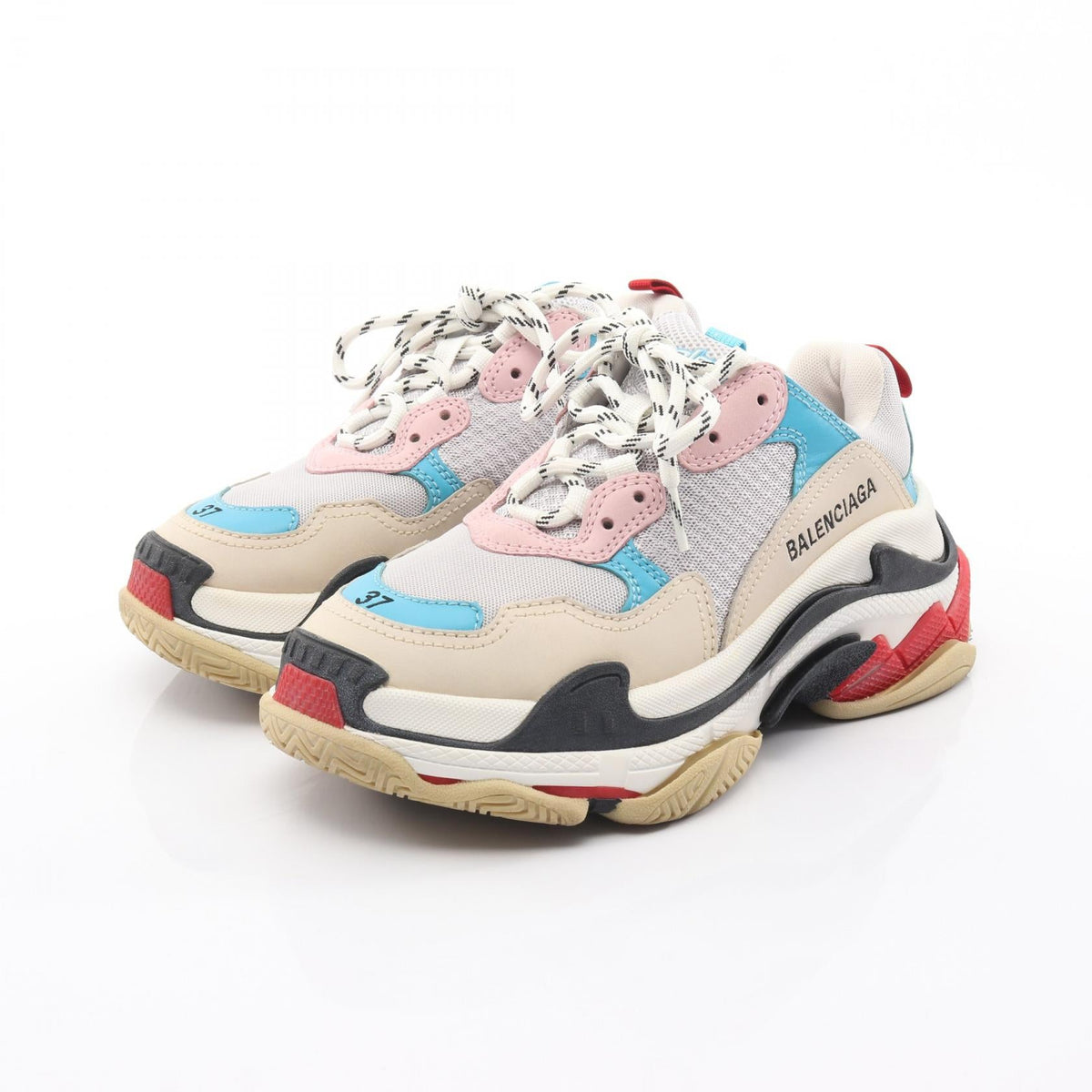 バレンシアガ TRIPLE S レザー ファブリック スニーカー