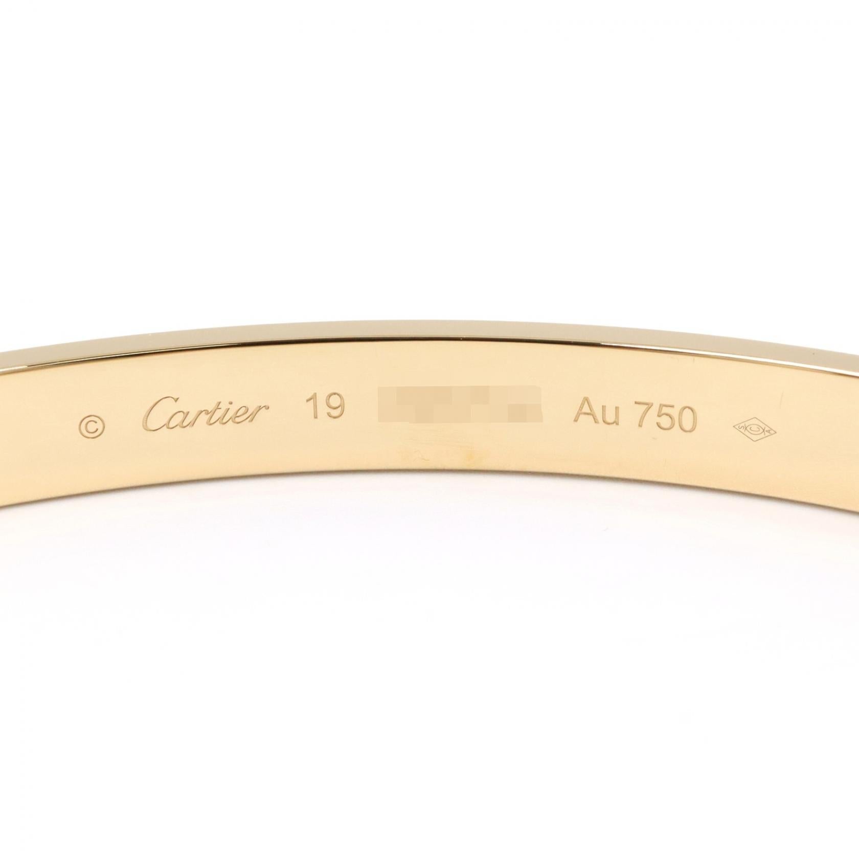 カルティエ ラブ Au750 ブレスレット 19号