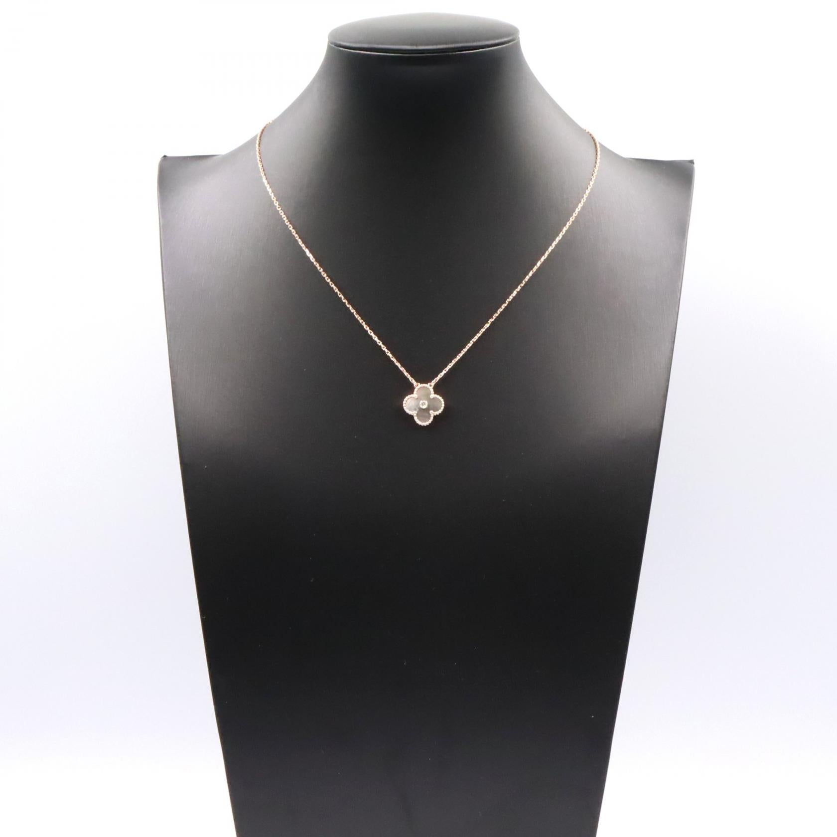 ヴァン クリーフ & アーペル ヴィンテージ アルハンブラ K18PG ダイヤモンド ブラック シェル ネックレス