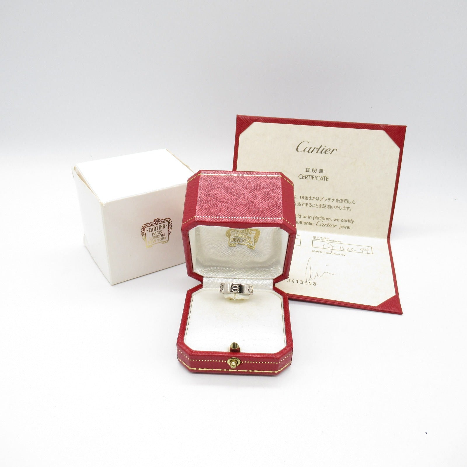 カルティエ Love Au750 White Gold Ring Size 8
