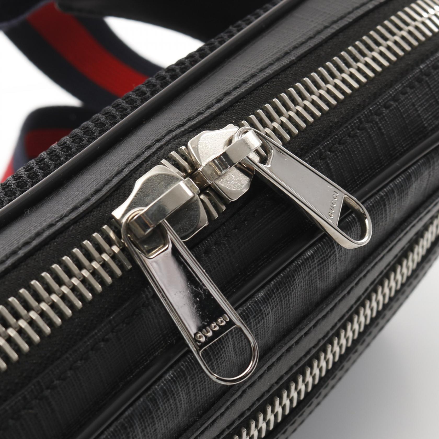 グッチ ソフト GG スプリーム シェライン ライン PVC コーティング キャンバス ウエスト バッグ