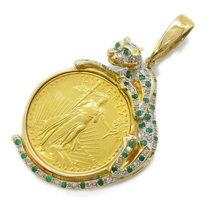 Au750 エメラルド ダイヤモンド ペンダント