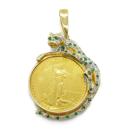 Au750 エメラルド ダイヤモンド ペンダント