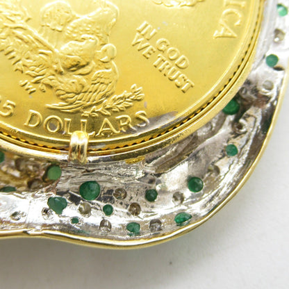 Au750 エメラルド ダイヤモンド ペンダント