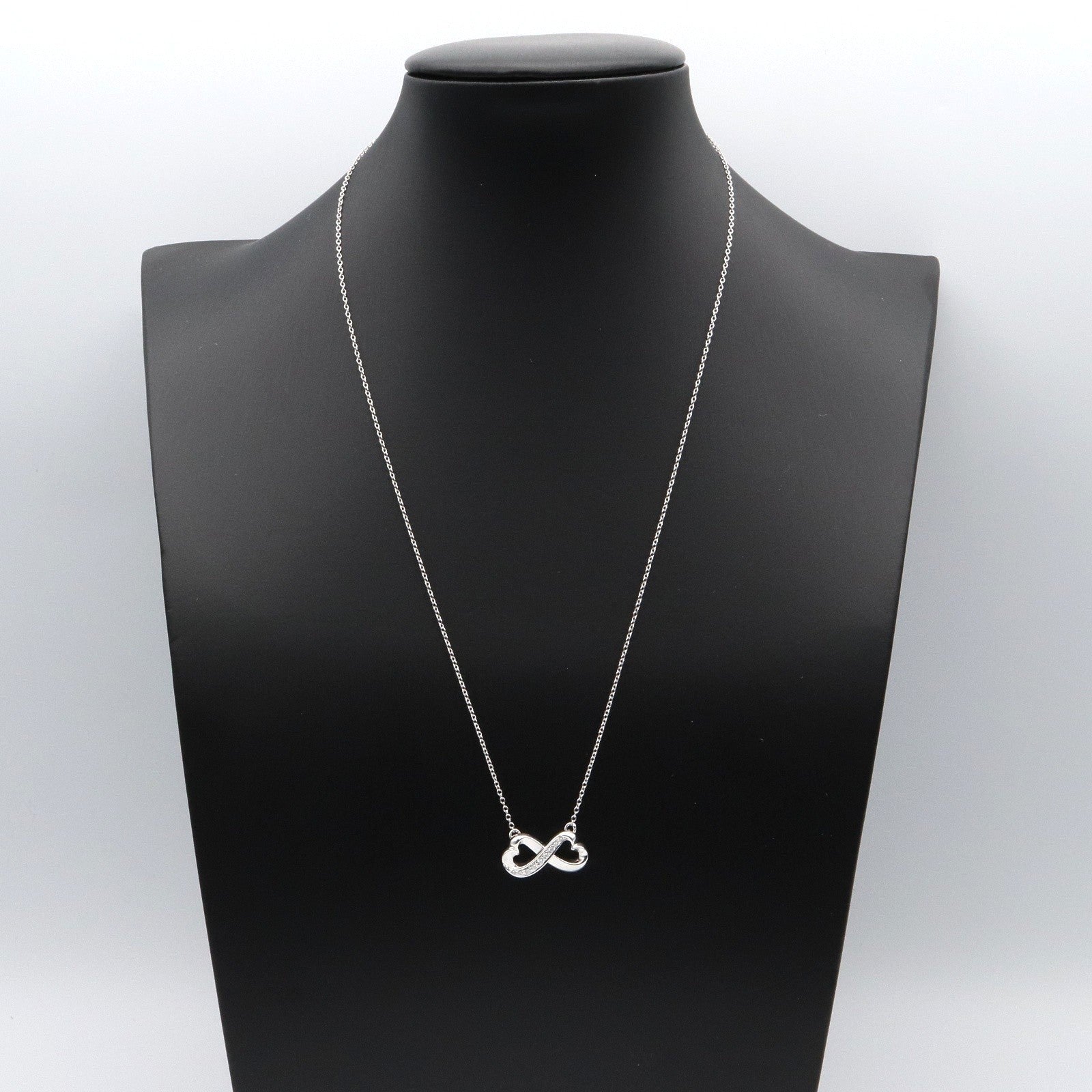 ティファニー ダブル ラビング ハート K18WG ダイヤ ネックレス