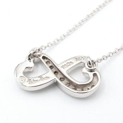 ティファニー ダブル ラビング ハート K18WG ダイヤ ネックレス