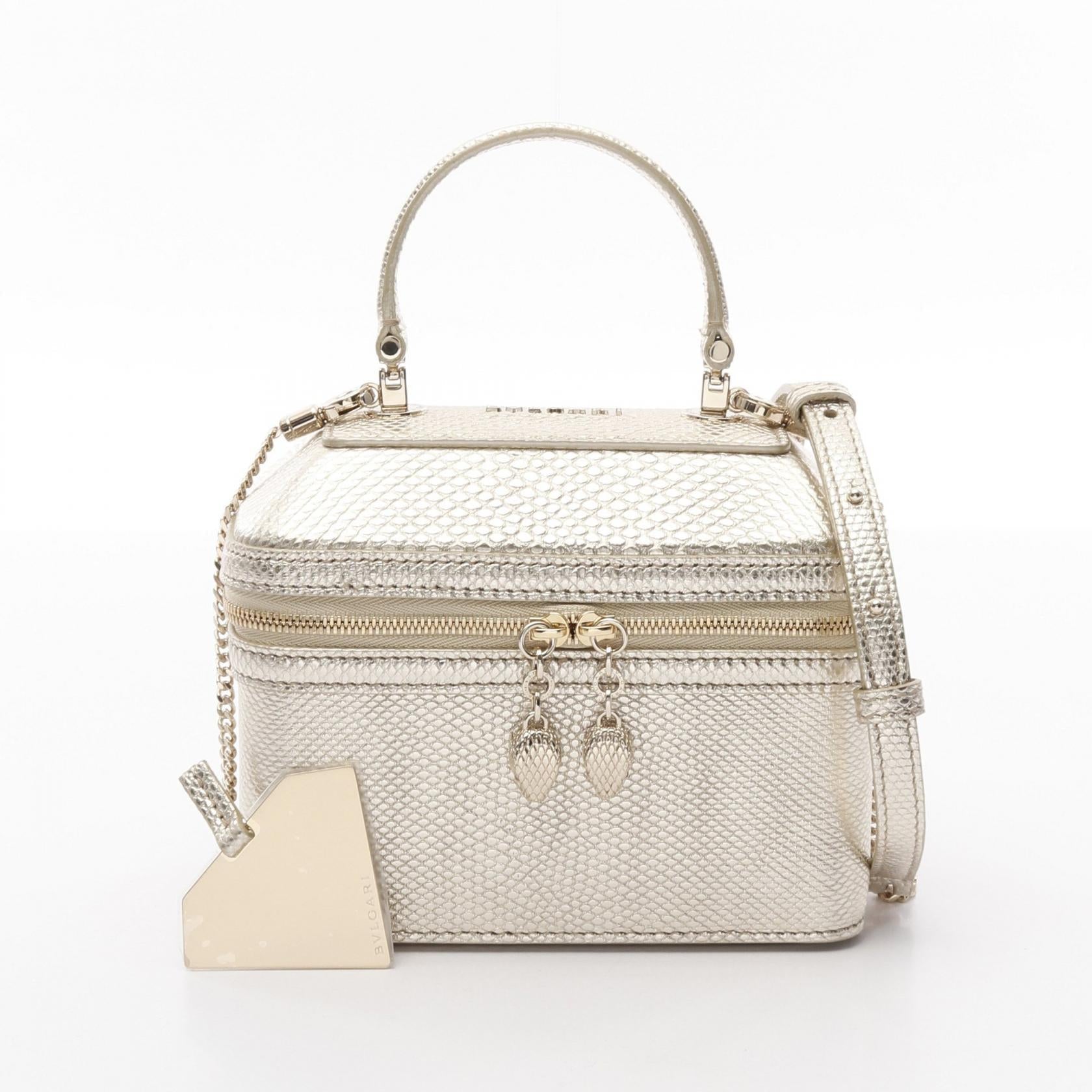 BVLGARI セルペンティ ヴァニティ レザー ハンドバッグ