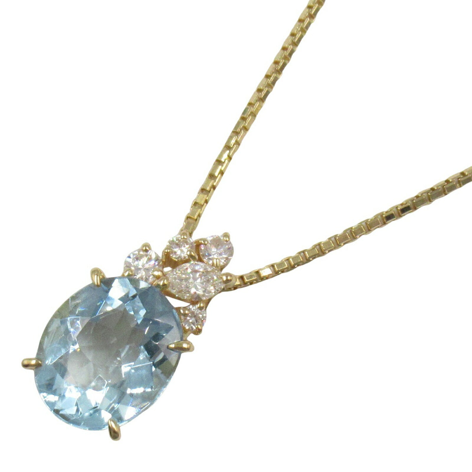 Tasaki アクアマリン Au750 ダイヤモンド ネックレス