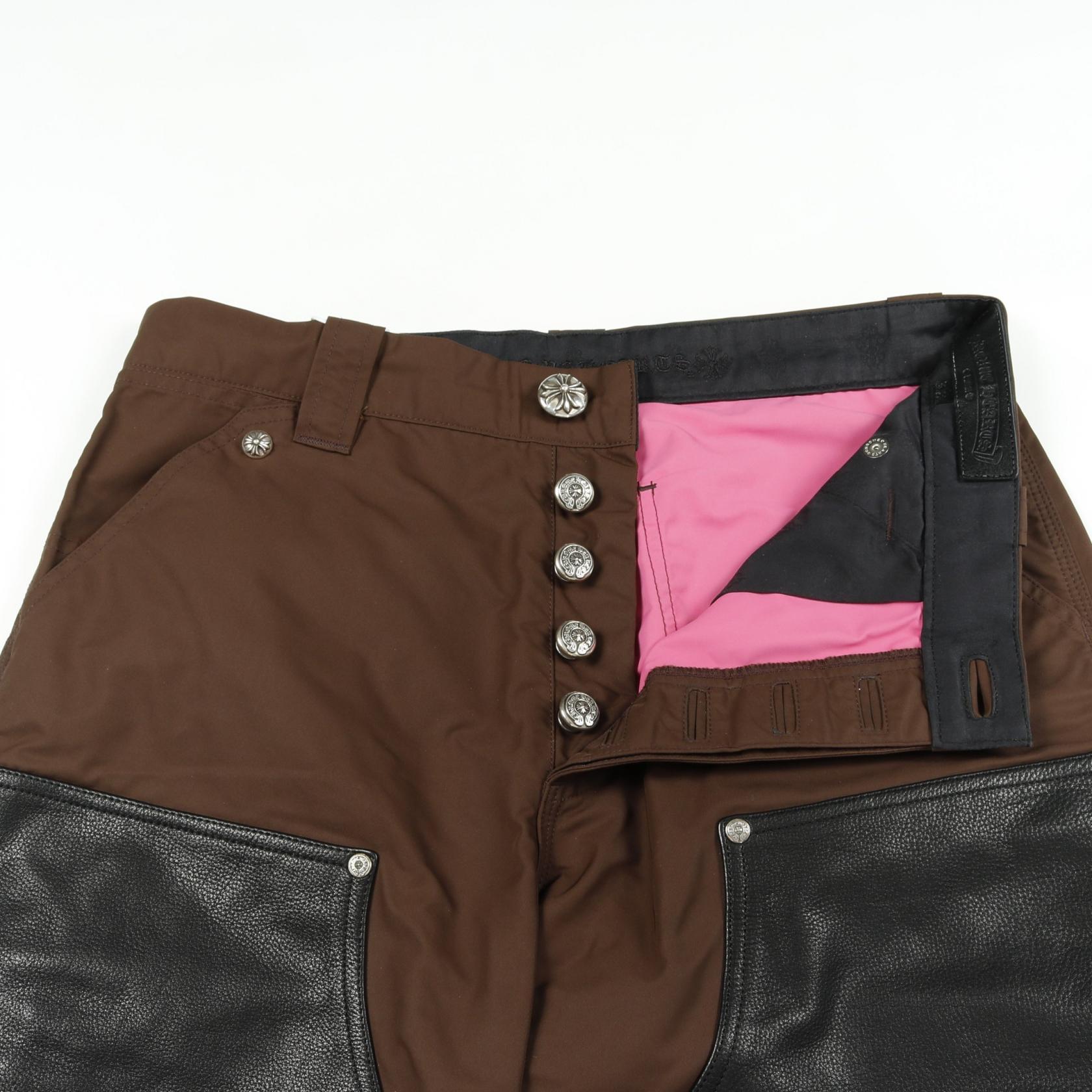クロムハーツ CARPENTER DOUBLE KNEE CROSS PATCH レザーナイロンパンツ
