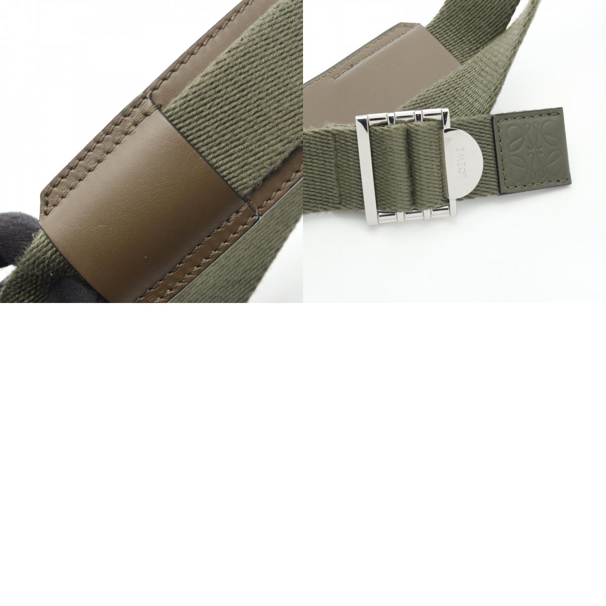 ロエベ MILITARY MESSENGER SIGNAT キャンバス レザー ショルダーバッグ
