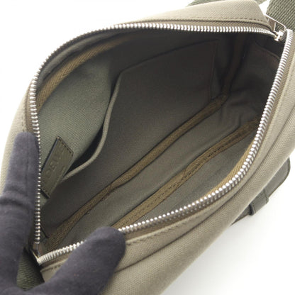 ロエベ MILITARY MESSENGER SIGNAT キャンバス レザー ショルダーバッグ