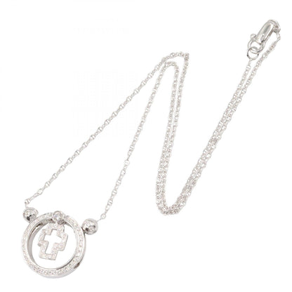 ミキモト バラカ クロス K18WG ダイヤモンド ネックレス