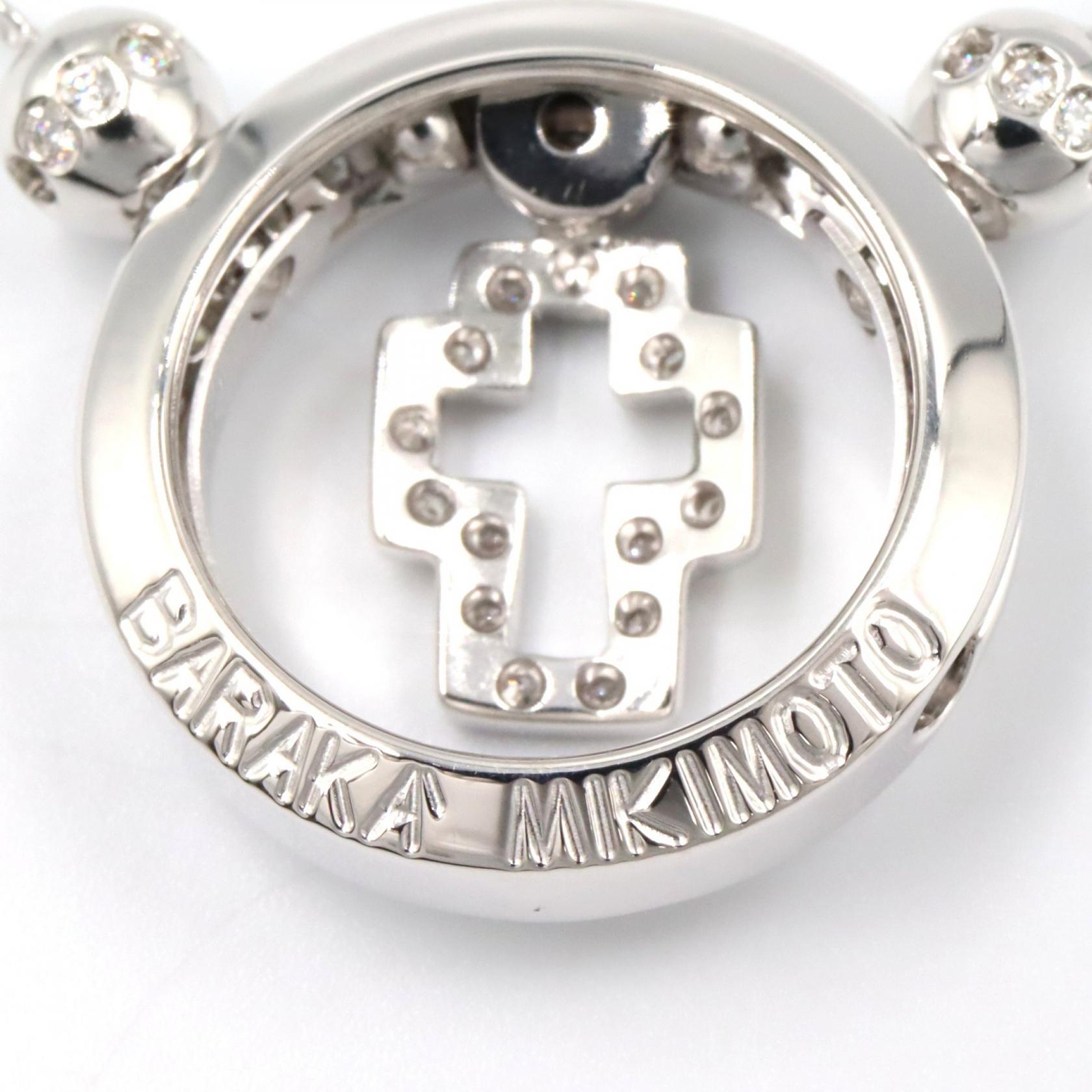 ミキモト バラカ クロス K18WG ダイヤモンド ネックレス