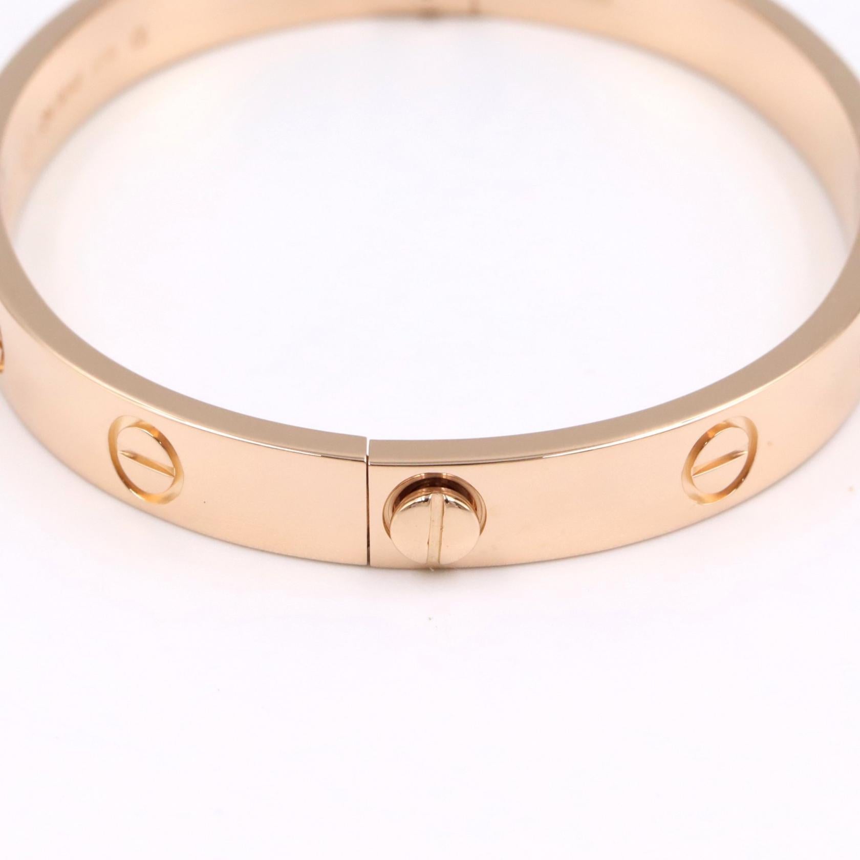 カルティエ ラブ ブレスレット Au750 ピンク ゴールド サイズ 16